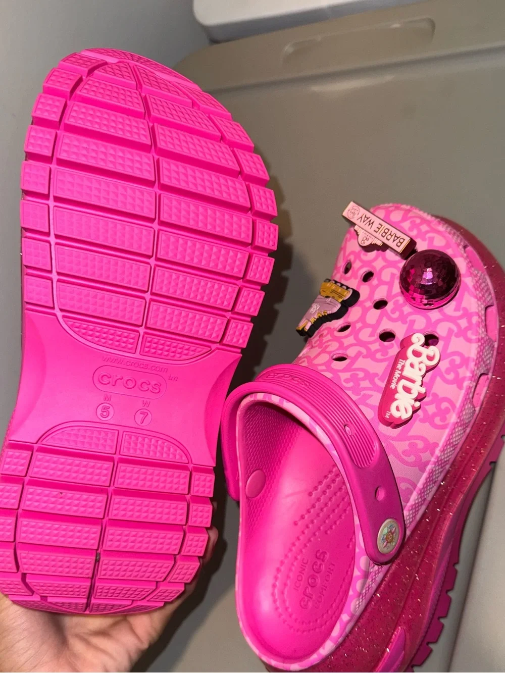 Barbie Pink Girls' Slip-On Clog Sandals with Decorative Charms - Picture 6 of 6